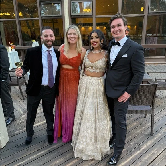 Dress the Population Meredith Dress: Ombre Maxi Dress in Orange and Pink